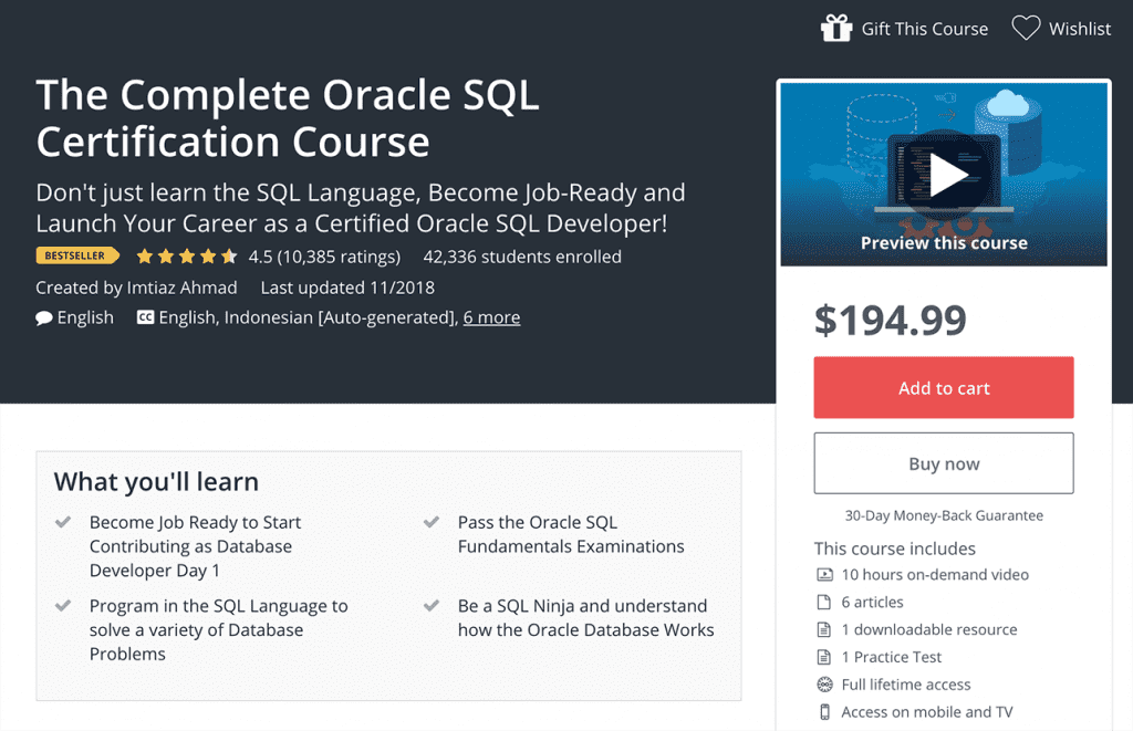 The Complete Oracle SQL Certification Course Image