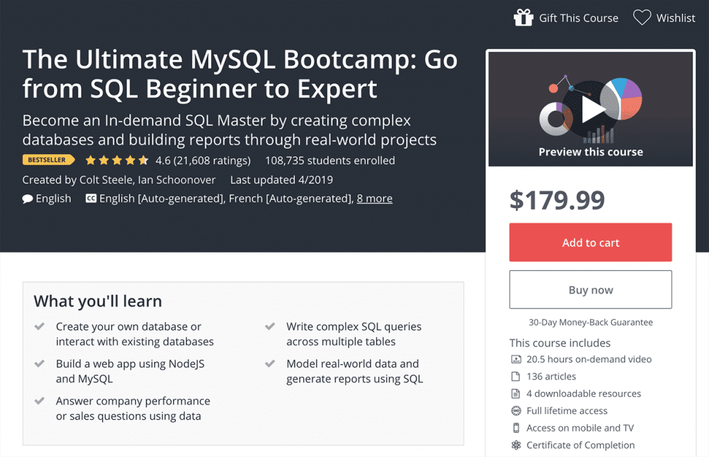 The Ultimate MySQL Bootcamp Image