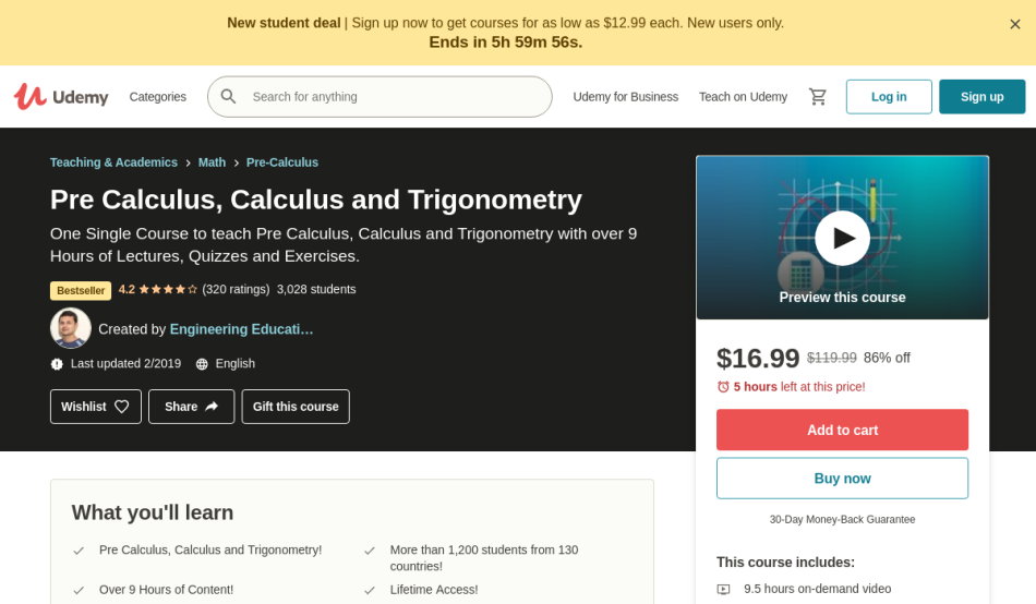 online pre calculus class